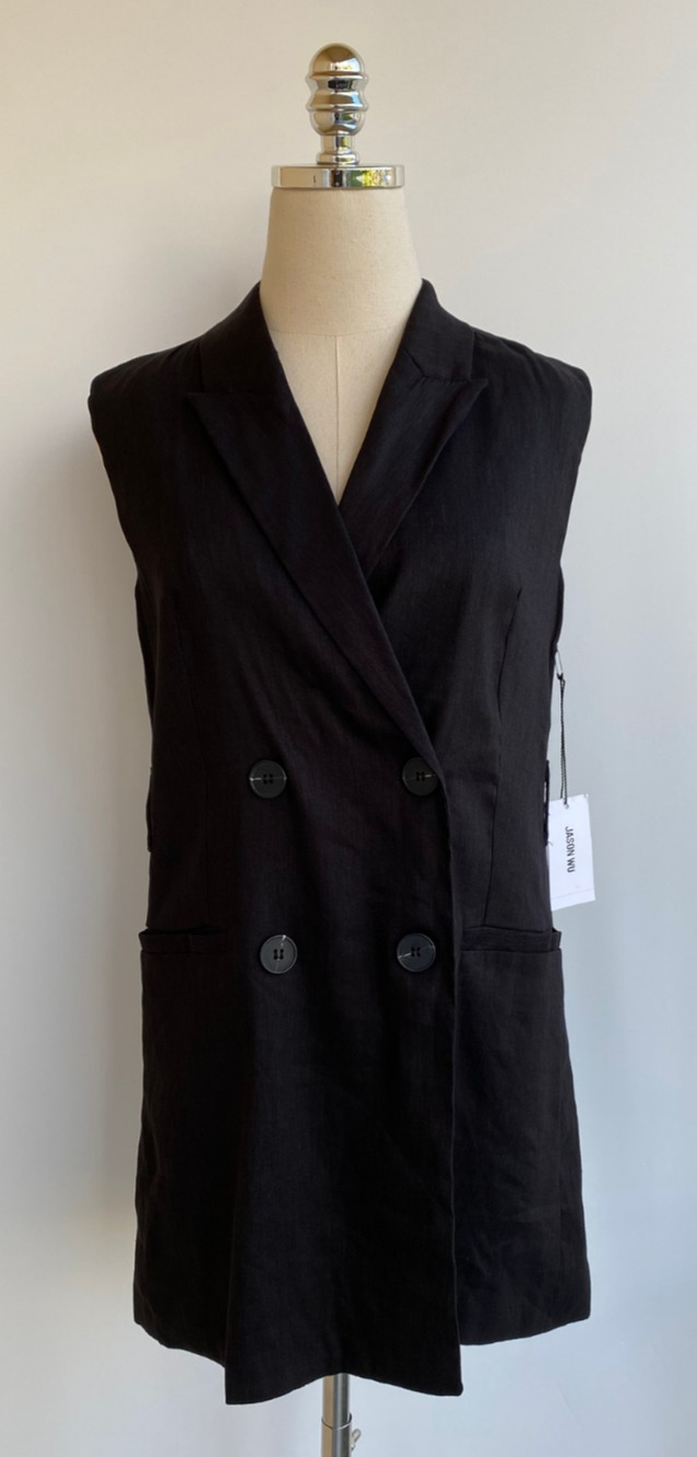 NWT Jason Wu Linen Sleeveless Double Breasted Blazer Vest Dress Size XS $390